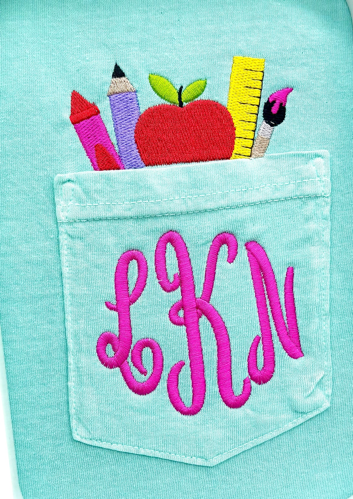 pocket tee and initials