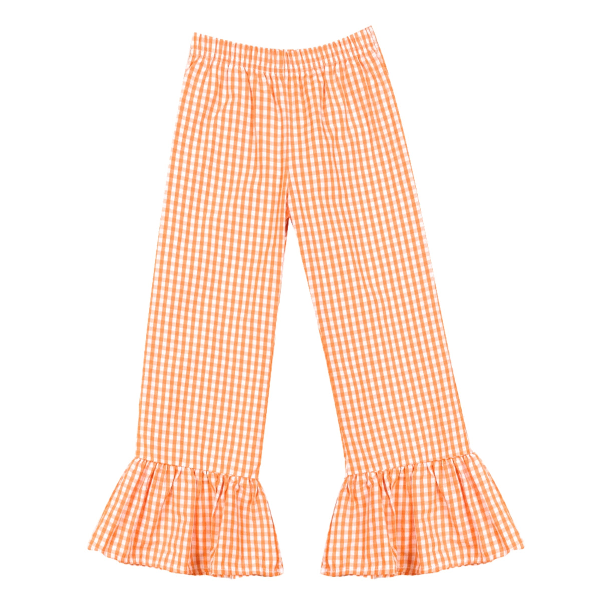 girls gingham or striped pant sets