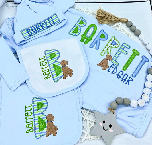 Custom baby boy applique set