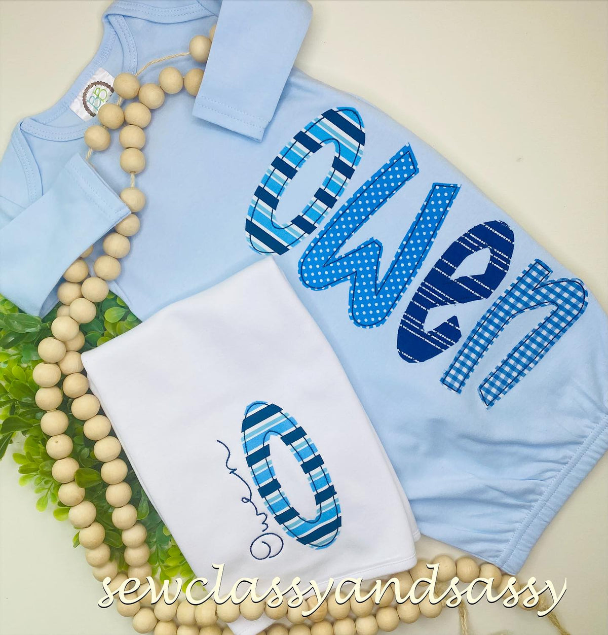 Custom baby boy applique set