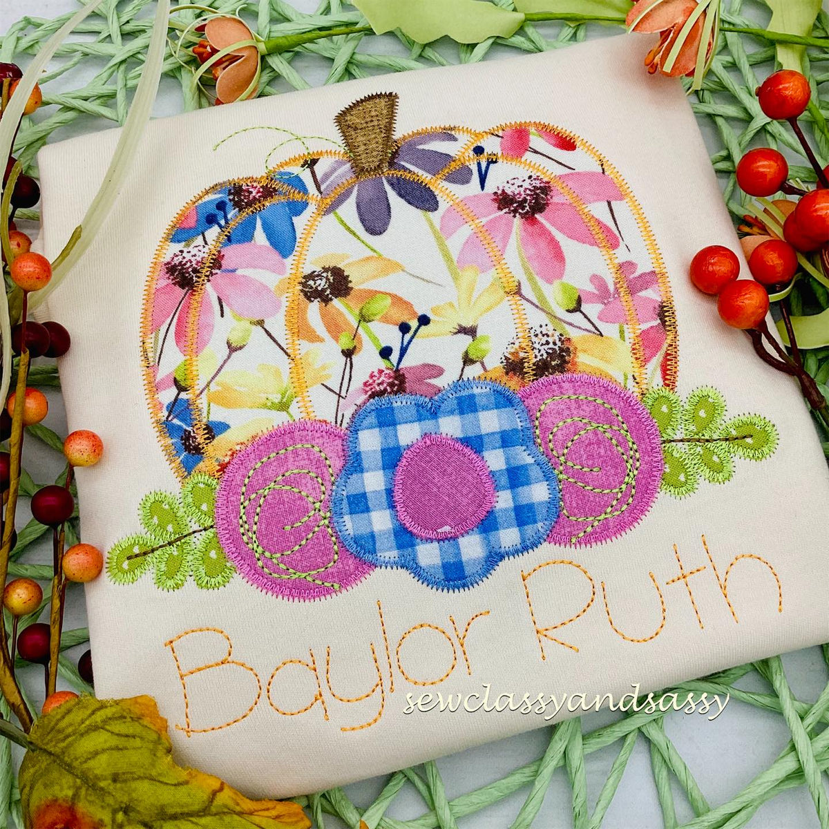 Floral Pumpkin Ruffle tee