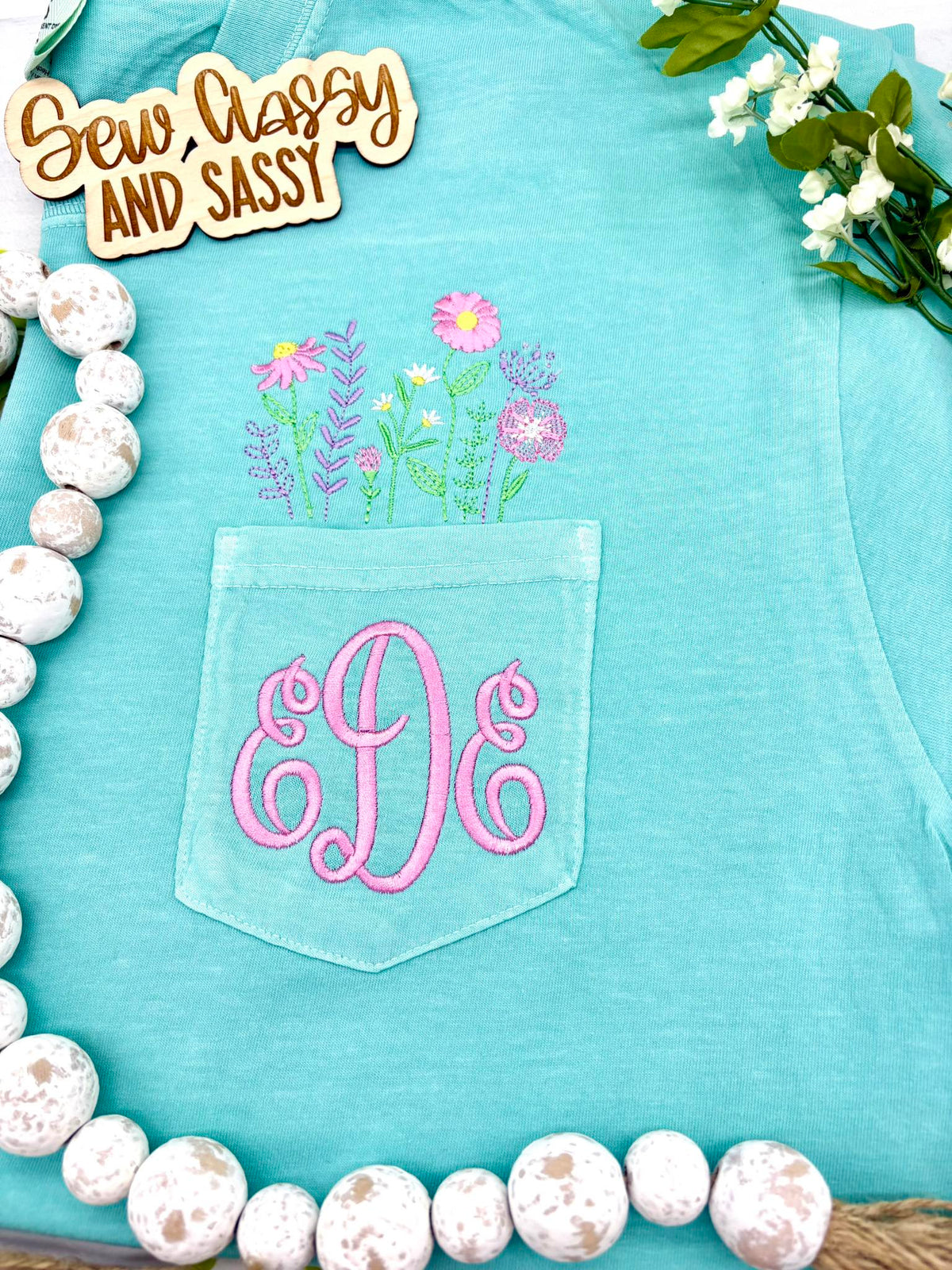 pocket tee and initials