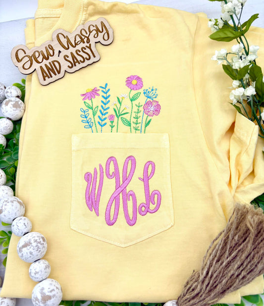 pocket tee and initials