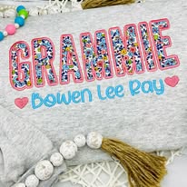 Name sweatshirt made w/baby items or fabrics