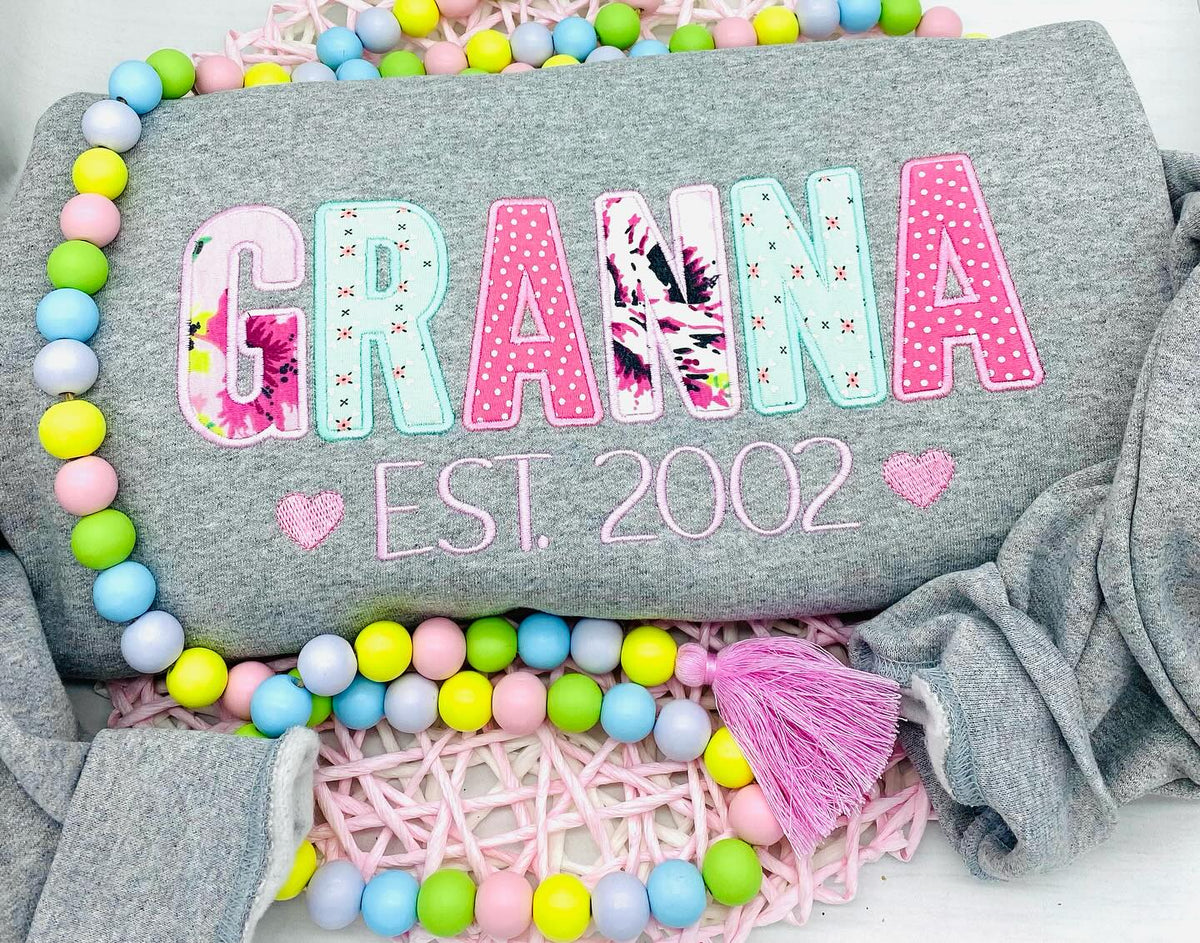 Name sweatshirt made w/baby items or fabrics