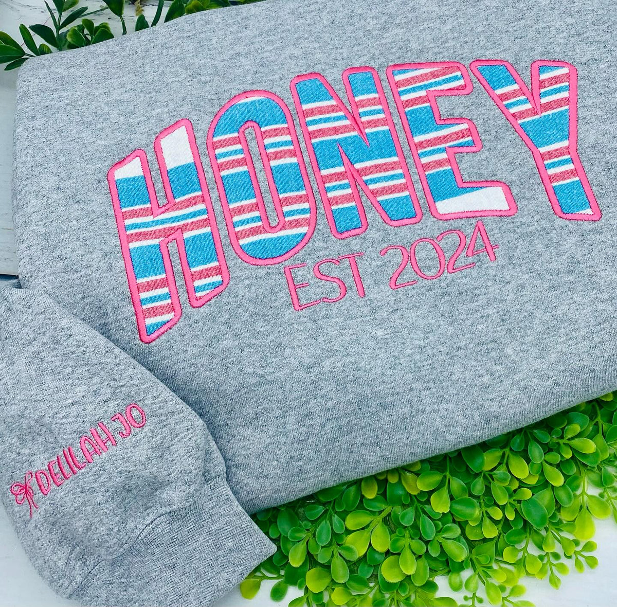 Name sweatshirt made w/baby items or fabrics
