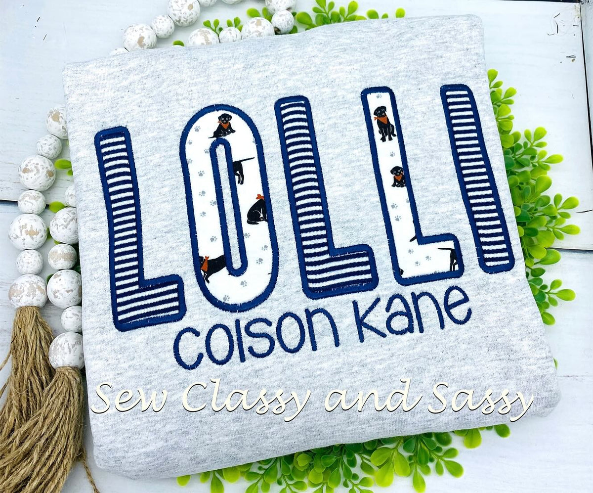 Name sweatshirt made w/baby items or fabrics