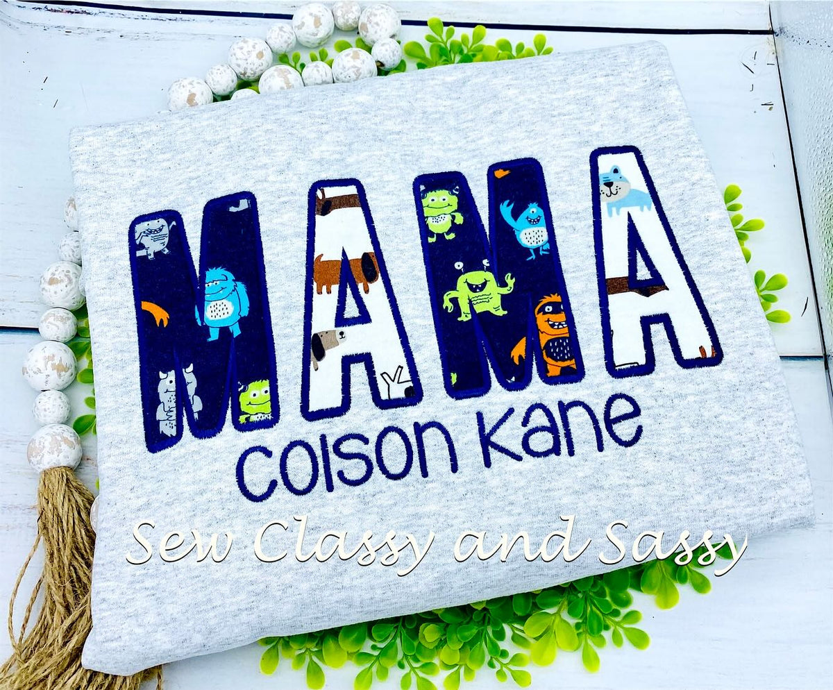 Name sweatshirt made w/baby items or fabrics