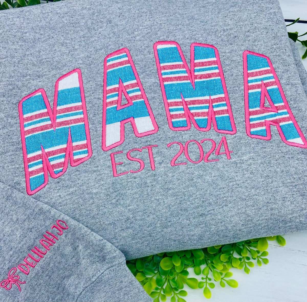Name sweatshirt made w/baby items or fabrics