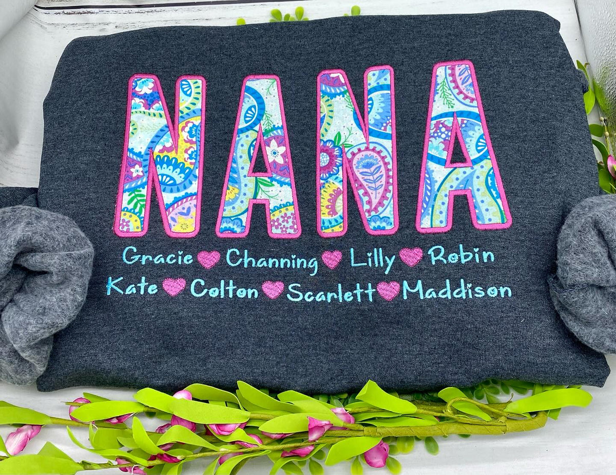 Name sweatshirt made w/baby items or fabrics