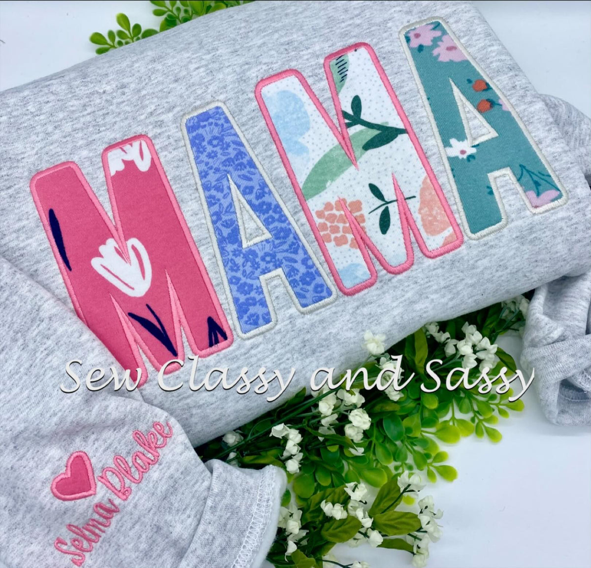 Name sweatshirt made w/baby items or fabrics