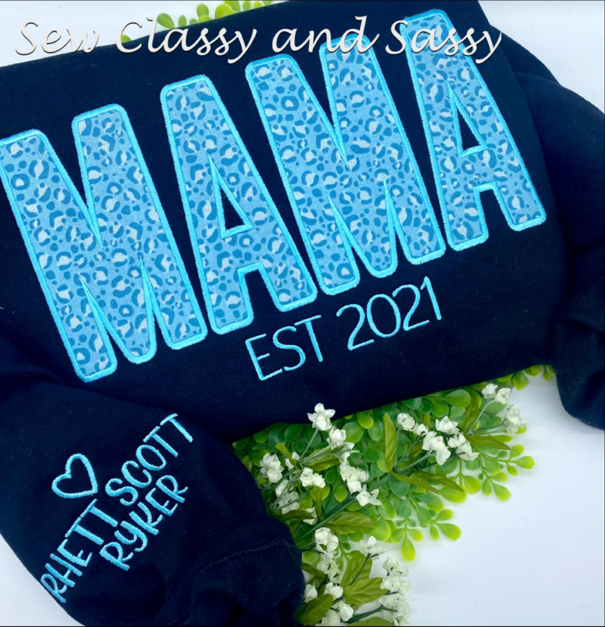 Name sweatshirt made w/baby items or fabrics