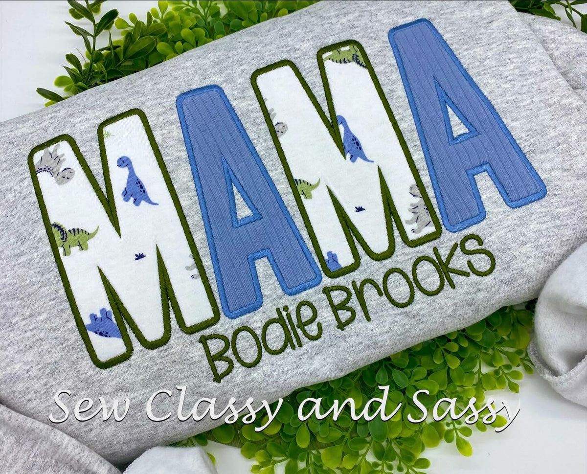 Name sweatshirt made w/baby items or fabrics