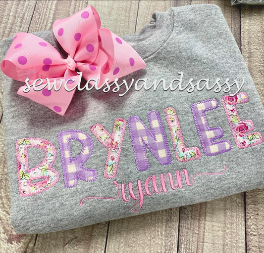 Child's Applique name sweatshirts