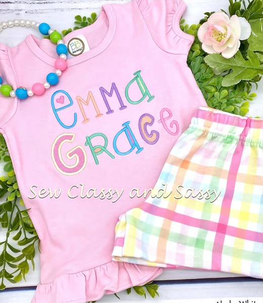 Name fill shirts and pastel shorts