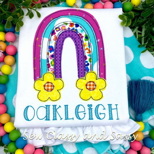 Rainbow Flower Bean Stitch Applique