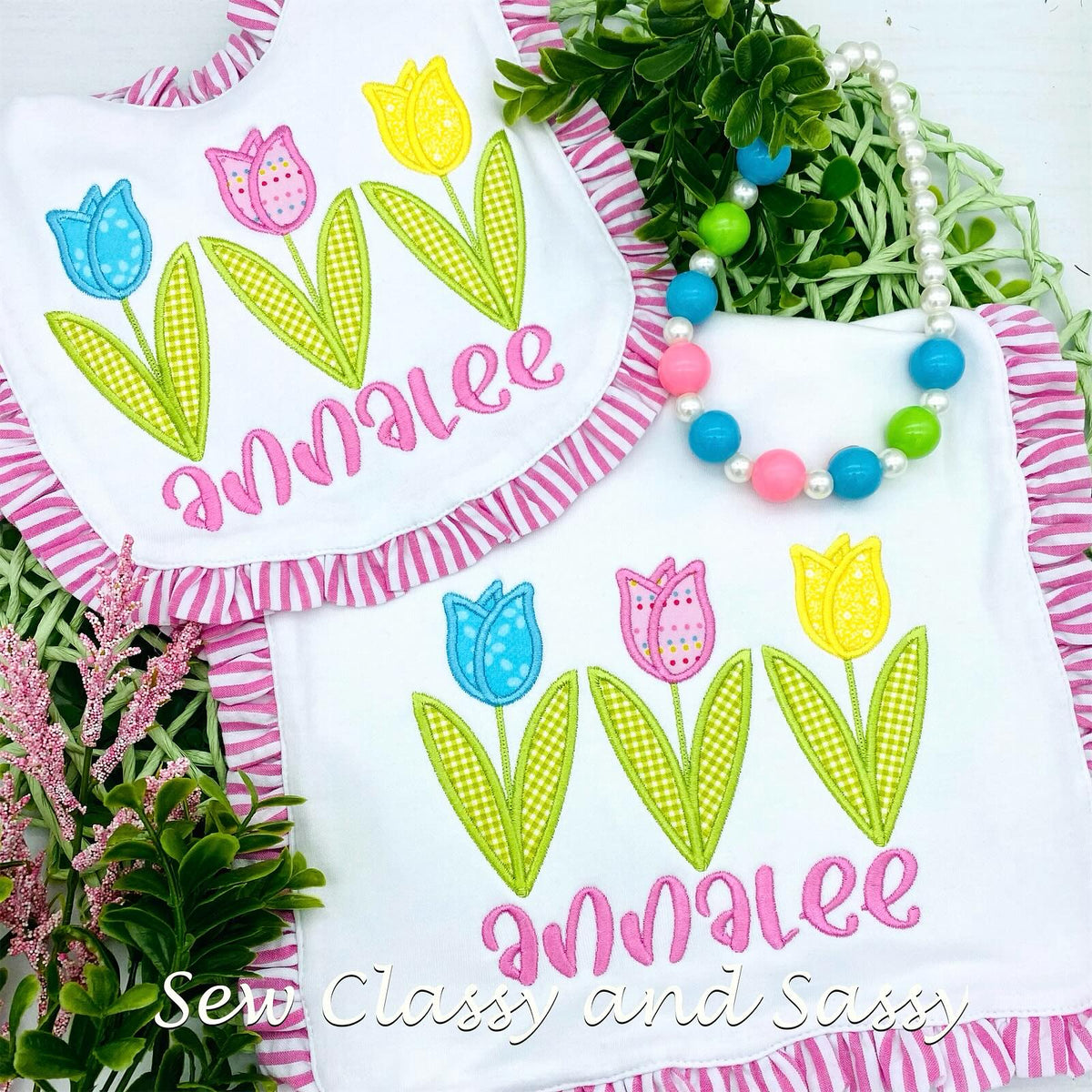 Girls Bib/Burp set